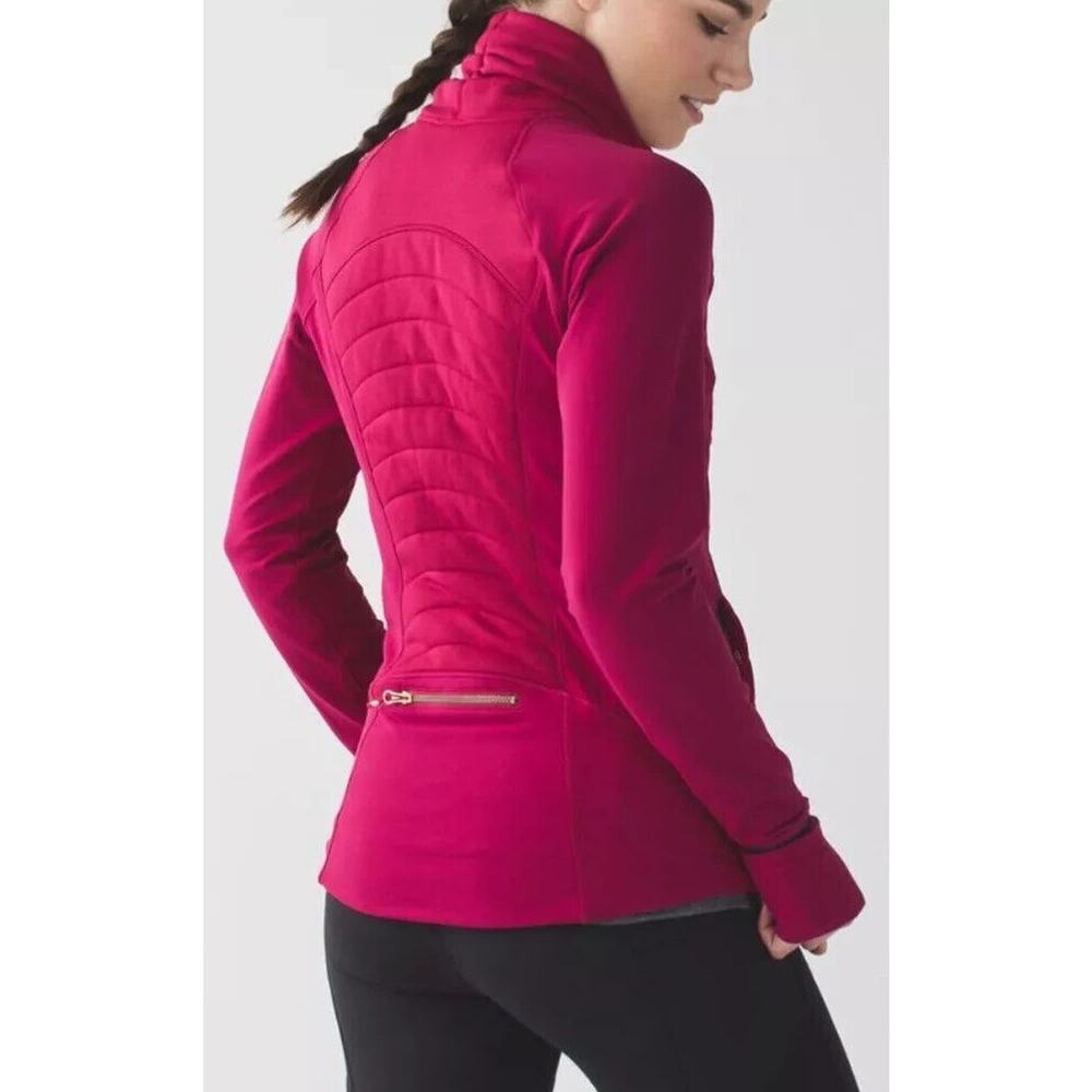 Lululemon VGUC Berry Rumble Fleece Out Full Zip Jacket Gold Zippers Size 8 - Picture 2 of 11